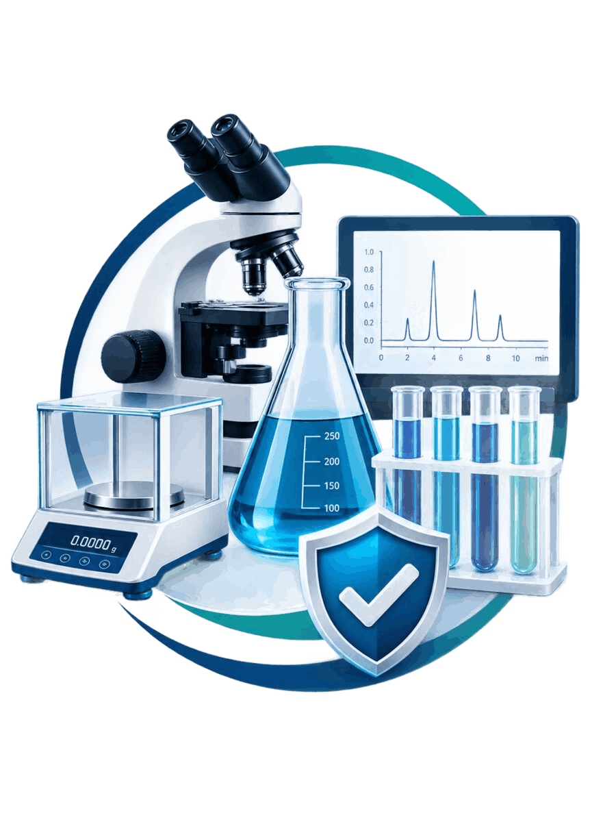 Illustration of analytical and quality-control laboratory equipment